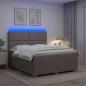 Preview: ARDEBO.de - LED Boxspringbett mit Matratze Taupe 200 x 200 cm Stoff