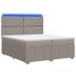 Preview: LED Boxspringbett mit Matratze Taupe 200 x 200 cm Stoff