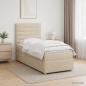 Preview: ARDEBO.de - LED Boxspringbett mit Matratze Creme 80 x 200 cm Stoff
