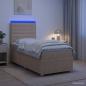 Preview: LED Boxspringbett mit Matratze Creme 80 x 200 cm Stoff