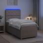 Preview: ARDEBO.de - LED Boxspringbett mit Matratze Taupe 100 x 200 cm Stoff