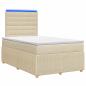Preview: LED Boxspringbett mit Matratze Creme 120 x 200 cm Stoff