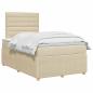 Preview: LED Boxspringbett mit Matratze Creme 120 x 200 cm Stoff