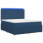 Preview: LED Boxspringbett mit Matratze Blau 140 x 190 cm Stoff