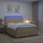 Preview: ARDEBO.de - LED Boxspringbett mit Matratze Creme 160 x 200 cm Stoff