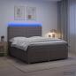 Preview: ARDEBO.de - LED Boxspringbett mit Matratze Taupe 180 x 200 cm Stoff