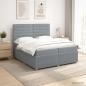 Preview: ARDEBO.de - LED Boxspringbett mit Matratze Hellgrau 200 x 200 cm Stoff