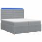 Preview: LED Boxspringbett mit Matratze Hellgrau 200 x 200 cm Stoff