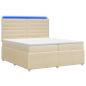 Preview: LED Boxspringbett mit Matratze Creme 200 x 200 cm Stoff