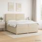Preview: LED Boxspringbett mit Matratze Creme 200 x 200 cm Stoff