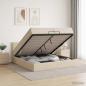 Preview: ARDEBO.de - Ottoman Bett mit Matratze mit Kopfteil Creme 200 x 200 cm Stoff
