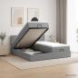 Preview: ARDEBO.de - Ottoman Bett mit Matratze mit Kopfteil 2 stk. Hellgrau Stoff