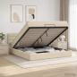 Preview: Ottoman-Bett mit Matratze und LED Creme 180 x 200 cm Stoff
