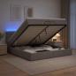 Preview: ARDEBO.de - Ottoman-Bett mit Matratze und LED Taupe 200 x 200 cm Stoff