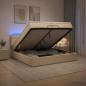 Preview: ARDEBO.de - Ottoman-Bett mit Matratze und LED Creme 200 x 200 cm Stoff