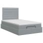 Preview: Ottoman Bett mit Matratze Hellgrau 120 x 190 cm Stoff