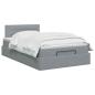 Preview: Ottoman Bett mit Matratze Hellgrau 120 x 200 cm Stoff