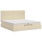 Preview: Ottoman Bett mit Matratze mit Kopfteil Creme 200 x 200 cm Stoff