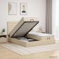 Preview: ARDEBO.de - Ottoman Bett mit Matratze mit Kopfteil 2 stk. Creme Stoff