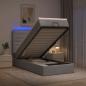 Preview: Ottoman-Bett mit Matratze und LED Hellgrau 90 x 190 cm Stoff