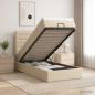 Preview: ARDEBO.de - Ottoman-Bett mit Matratze und LED Creme 90 x 200 cm Stoff