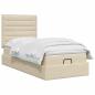 Preview: Ottoman-Bett mit Matratze und LED Creme 100 x 200 cm Stoff