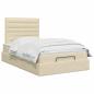 Preview: Ottoman-Bett mit Matratze und LED Creme 120 x 200 cm Stoff