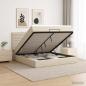 Preview: ARDEBO.de - Ottoman-Bett mit Matratze und LED Creme 140 x 190 cm Stoff