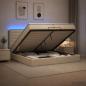 Preview: ARDEBO.de - Ottoman-Bett mit Matratze und LED Creme 200 x 200 cm Stoff