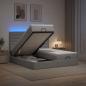Preview: ARDEBO.de - Ottoman-Bett mit Matratze und LED Hellgrau 180 x 200 cm Stoff