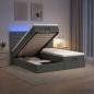 Preview: ARDEBO.de - Ottoman-Bett mit Matratze und LED Dunkelgrau 180 x 200 cm Stoff