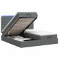 Preview: Ottoman-Bett mit Matratze und LED Dunkelgrau 180 x 200 cm Stoff