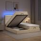 Preview: ARDEBO.de - Ottoman-Bett mit Matratze und LED Creme 200 x 200 cm Stoff