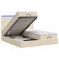 Preview: Ottoman-Bett mit Matratze und LED Creme 200 x 200 cm Stoff