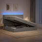 Preview: ARDEBO.de - LED-Speicherbett mit Matratze Hellgrau 200 x 200 cm Stoff