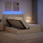 Preview: ARDEBO.de - LED-Speicherbett mit Matratze Creme 180 x 200 cm Stoff