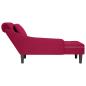 Preview: Chaiselongue mit Kissen und Rechter Armlehne Weinrot Samt
