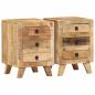 Preview: ARDEBO.de - Nachttische 2 Stk. 37x32x50 cm Raues Massivholz Mango