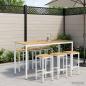 Preview: ARDEBO.de - Gartenbar-Tisch NAARDEN Weiß gewaschen 196 x 80,5 x 105 cm