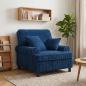 Preview: ARDEBO.de - XL-Sessel mit Kissen Marineblau 1,5 Linien Stoff