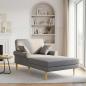 Preview: ARDEBO.de - Chaiselongue Hellgrau Stoff