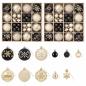Preview: Weihnachtskugelset 88 stk. Schwarz und Gold Durchmesser 6 cm