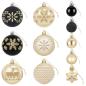 Preview: Weihnachtskugelset 88 stk. Schwarz und Gold Durchmesser 6 cm