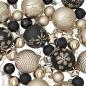 Preview: Weihnachtskugelset 88 stk. Schwarz und Gold Durchmesser 6 cm