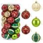 Preview: Weihnachtskugelset 30 stk. Rot, Grün und Gold Ø 6 cm Kunststoff