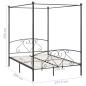 Preview: Himmelbett-Gestell Grau Metall 140 x 200 cm