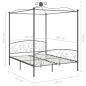 Preview: Himmelbett-Gestell Grau Metall 160 x 200 cm