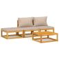 Preview: 4-tlg. Garten-Lounge-Set mit Taupe Kissen Massivholz