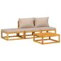 Preview: 4-tlg. Garten-Lounge-Set mit Taupe Kissen Massivholz