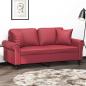 Preview: ARDEBO.de - 2-Sitzer-Sofa mit Zierkissen Weinrot 140 cm Kunstleder